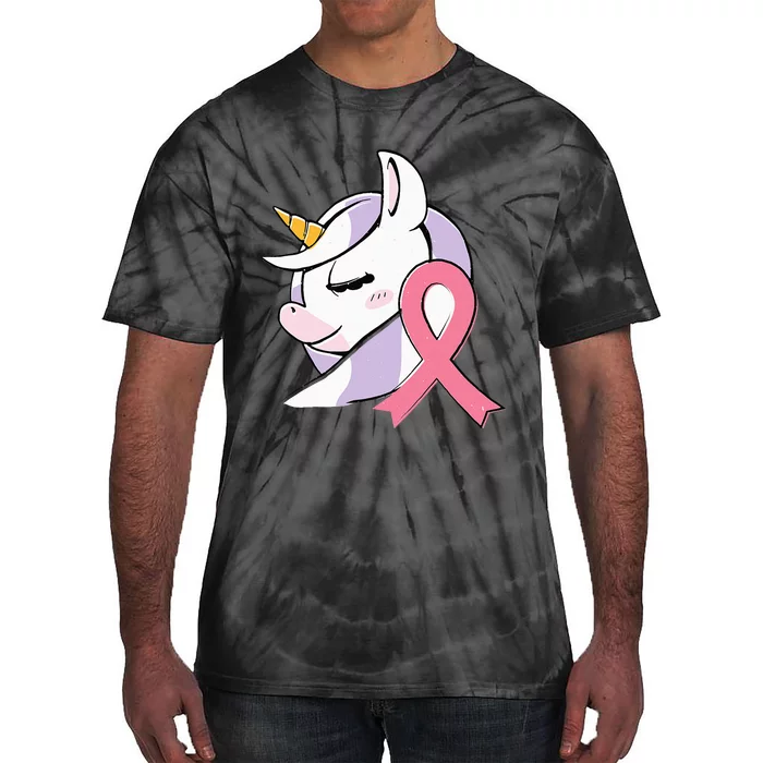 Breast Cancer Awareness Toddler Pink Ribbon Unicorn Tie-Dye T-Shirt