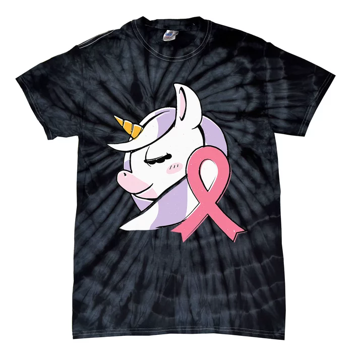 Breast Cancer Awareness Toddler Pink Ribbon Unicorn Tie-Dye T-Shirt