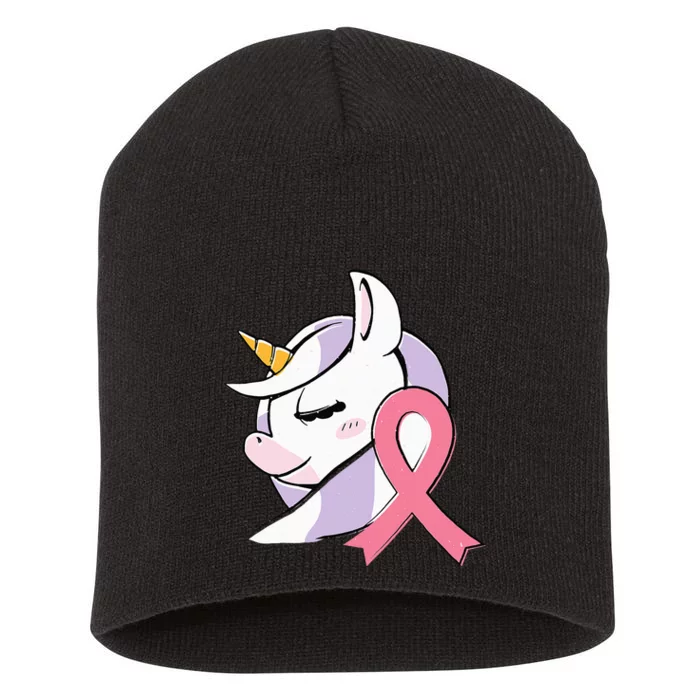 Breast Cancer Awareness Toddler Pink Ribbon Unicorn Short Acrylic Beanie