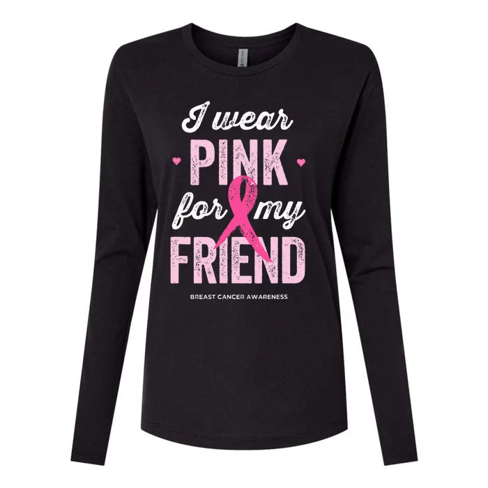 Breast Cancer Awareness s I Wear Pink for My Friend Womens Cotton Relaxed Long Sleeve T-Shirt