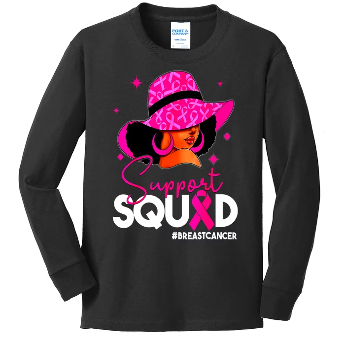 Breast Cancer Awareness Support Squad Black Women Pin.K Queen Gift Kids Long Sleeve Shirt