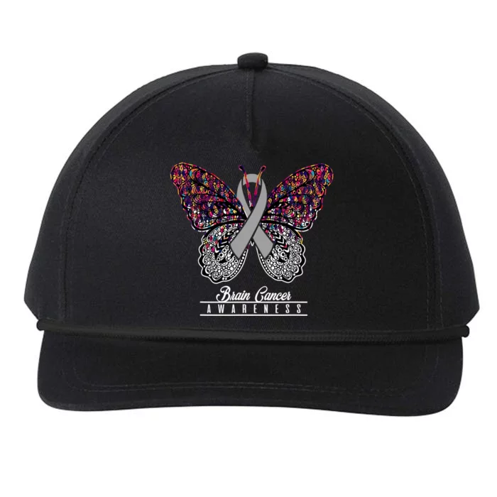 Brain Cancer Awareness Cute Gift Butterfly Lovers Funny Gift Snapback Five-Panel Rope Hat