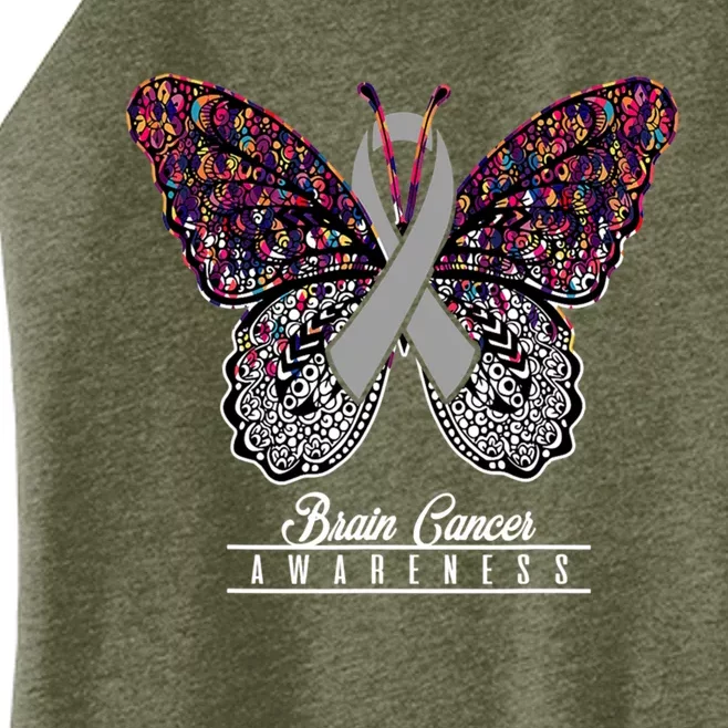 Brain Cancer Awareness Cute Gift Butterfly Lovers Funny Gift Women’s Perfect Tri Rocker Tank