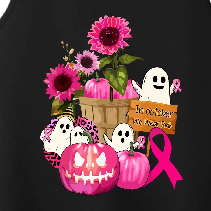 Breast Cancer Awareness Cute Ghosts And Pink Ribbon Pumpkins Gift Performance Tank