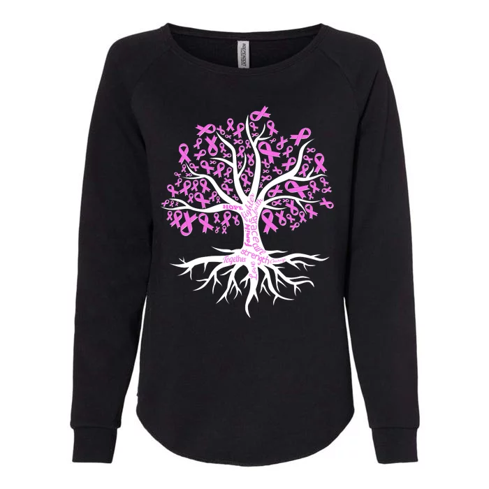 Breast Cancer Awareness Pink Ribbon Tree Womens California Wash Sweatshirt