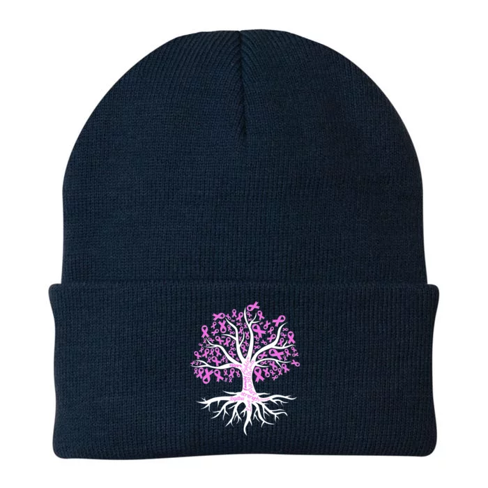 Breast Cancer Awareness Pink Ribbon Tree Knit Cap Winter Beanie