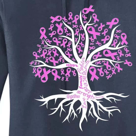 Breast Cancer Awareness Pink Ribbon Tree Women's Pullover Hoodie