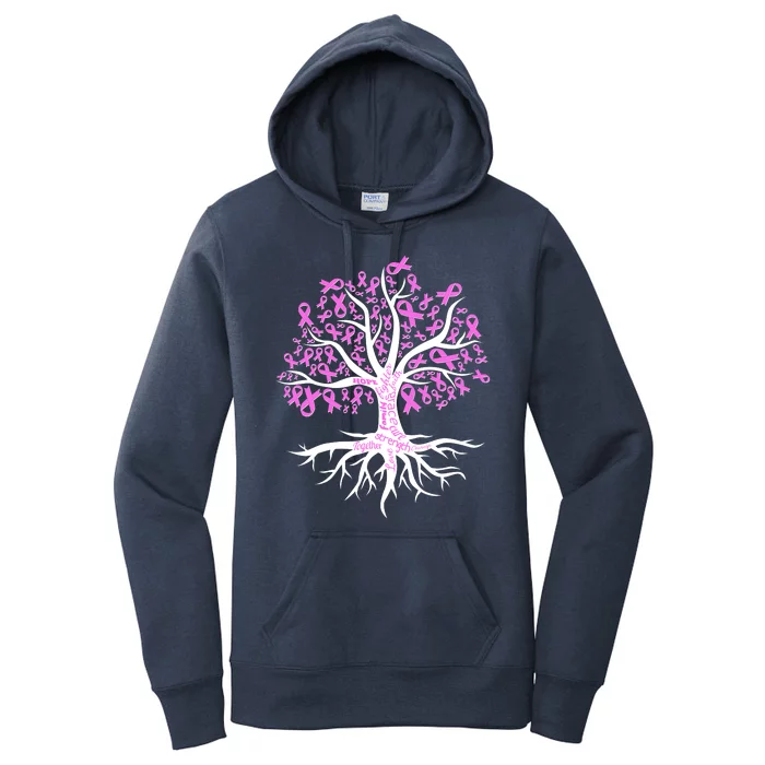 Breast Cancer Awareness Pink Ribbon Tree Women's Pullover Hoodie