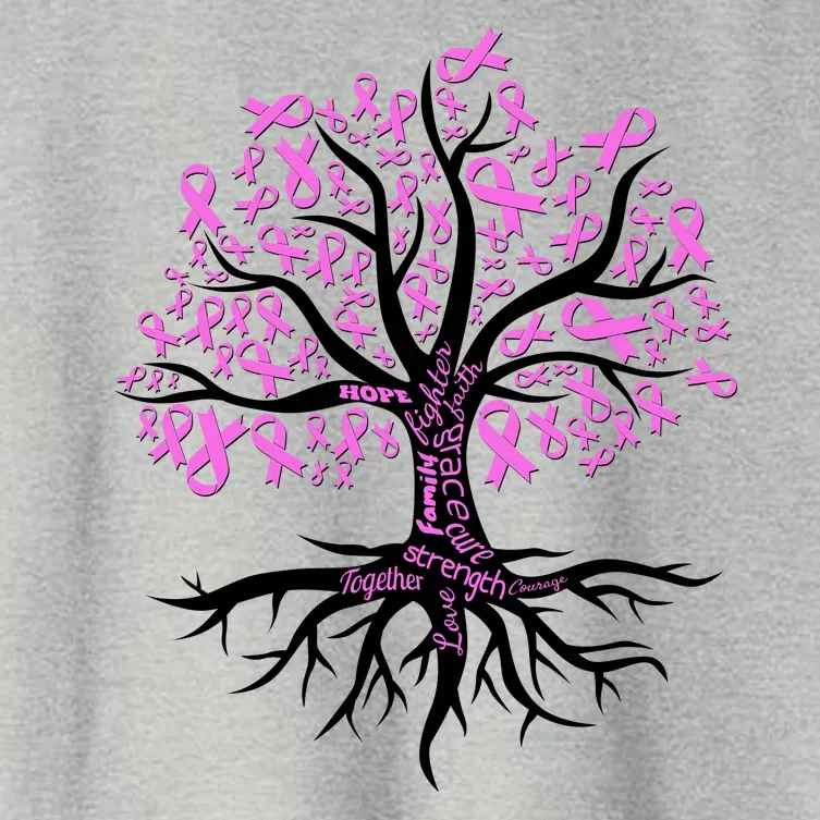 Breast Cancer Awareness Pink Ribbon Tree Women's Crop Top Tee