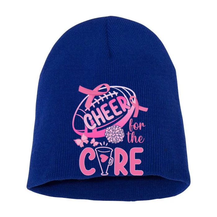 Breast Cancer Awareness Cheer For The Cure Gift Short Acrylic Beanie