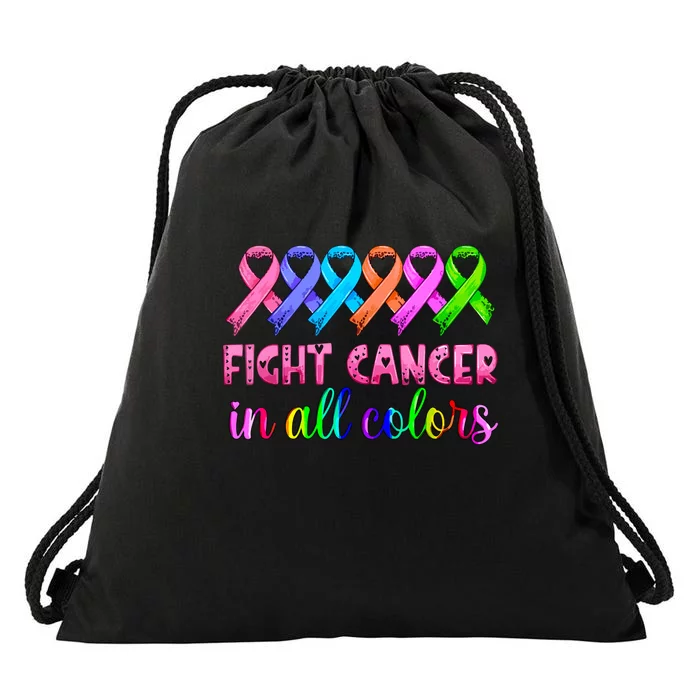 Breast Cancer Awareness Pink Ribbon Fight Cancer In All Color Feather Gift Drawstring Bag