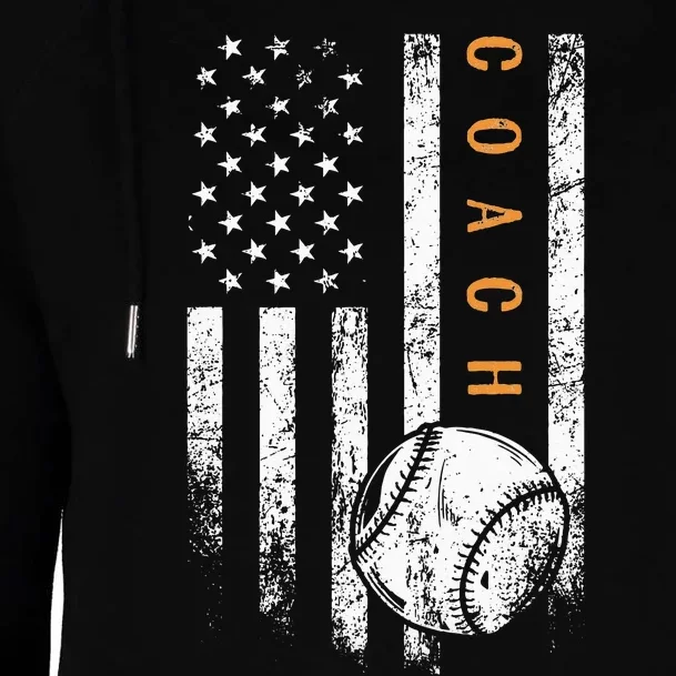 Baseball Coach American Flag Baseball Trainer Coaching Womens Funnel Neck Pullover Hood