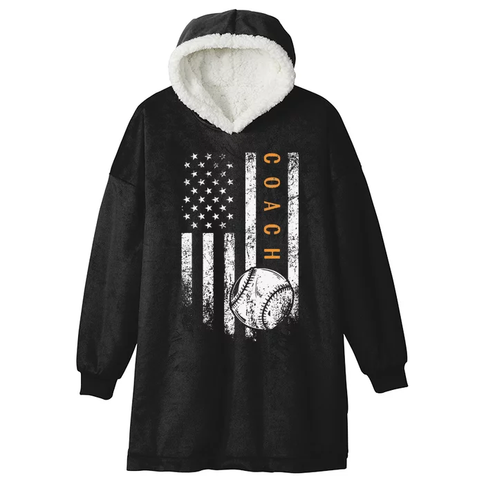 Baseball Coach American Flag Baseball Trainer Coaching Hooded Wearable Blanket