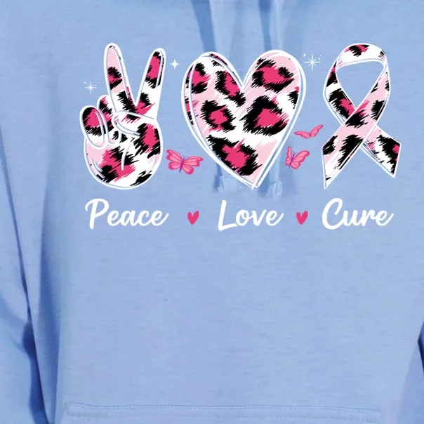 Breast Cancer Awareness Peace Love Cure Pink Ribbon Animal Gift Unisex Surf Hoodie