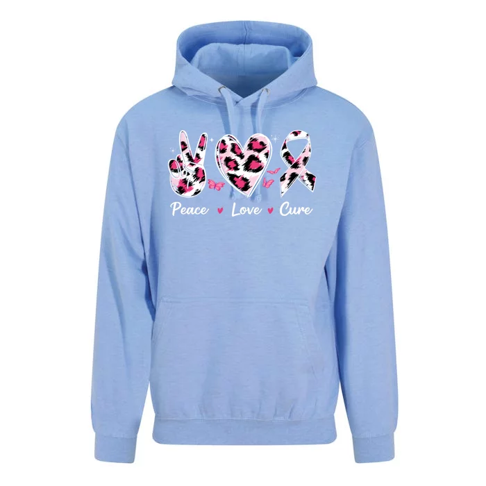 Breast Cancer Awareness Peace Love Cure Pink Ribbon Animal Gift Unisex Surf Hoodie