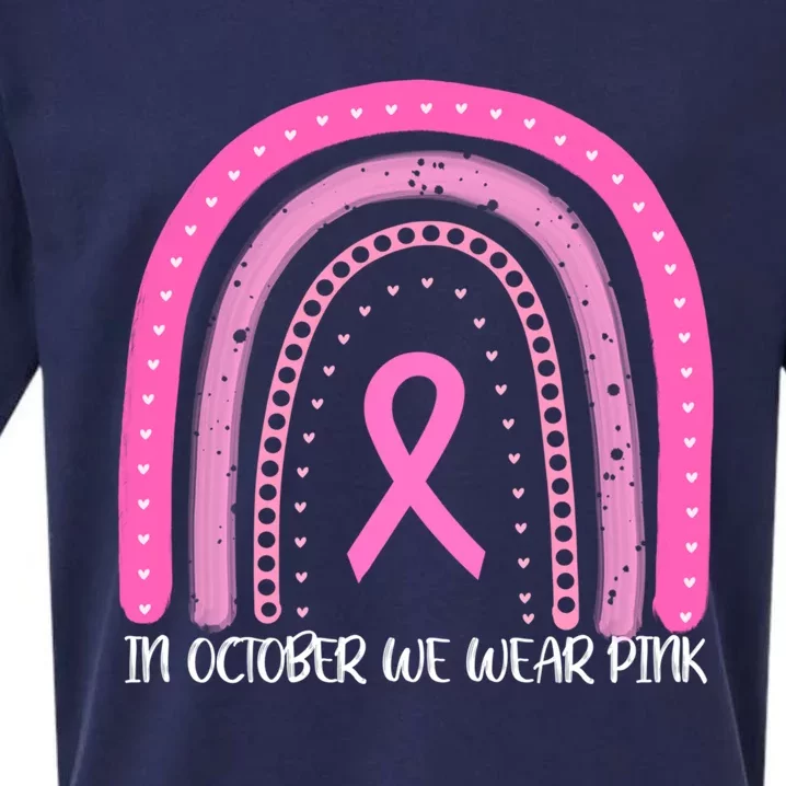 Breast Cancer Awareness Rainbow In October We Wear Pink Funny Gift Sueded Cloud Jersey T-Shirt