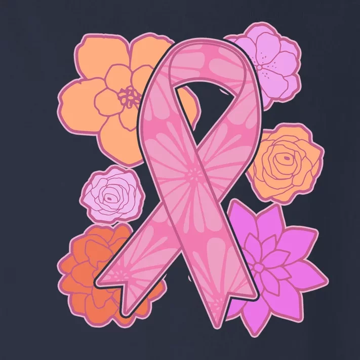 Breast Cancer Awareness Floral Flowers Ribbon Toddler Long Sleeve Shirt