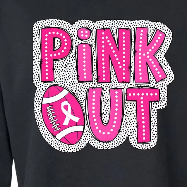 Breast Cancer Awareness Month Football Out Cropped Pullover Crew