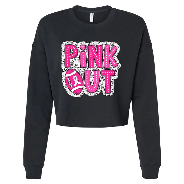 Breast Cancer Awareness Month Football Out Cropped Pullover Crew