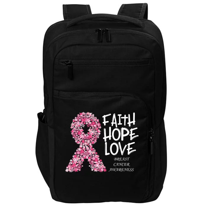 Breast Cancer Awareness Faith Love Hope Pink Ribbon Impact Tech Backpack