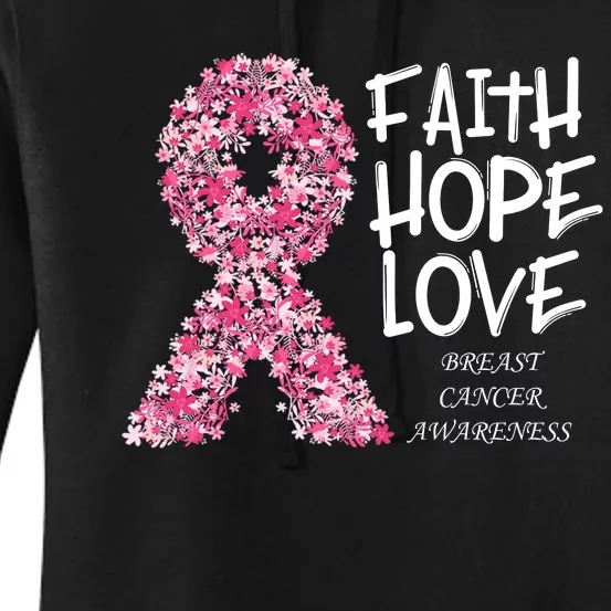 Breast Cancer Awareness Faith Love Hope Pink Ribbon Women's Pullover Hoodie