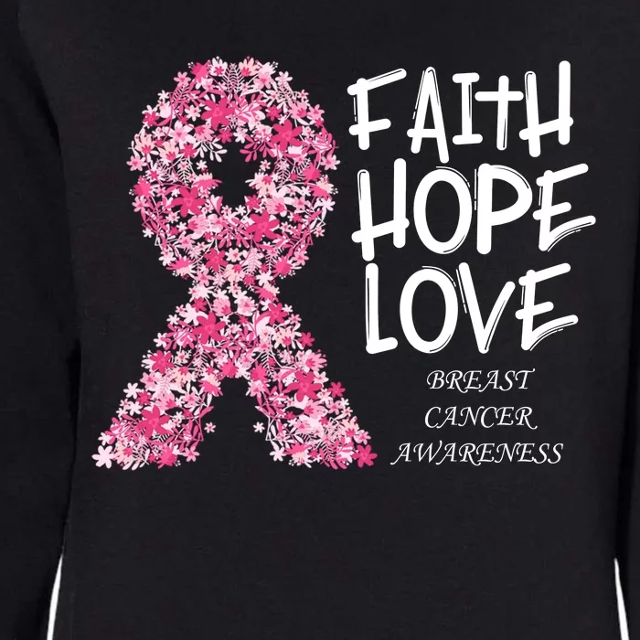 Breast Cancer Awareness Faith Love Hope Pink Ribbon Womens California Wash Sweatshirt