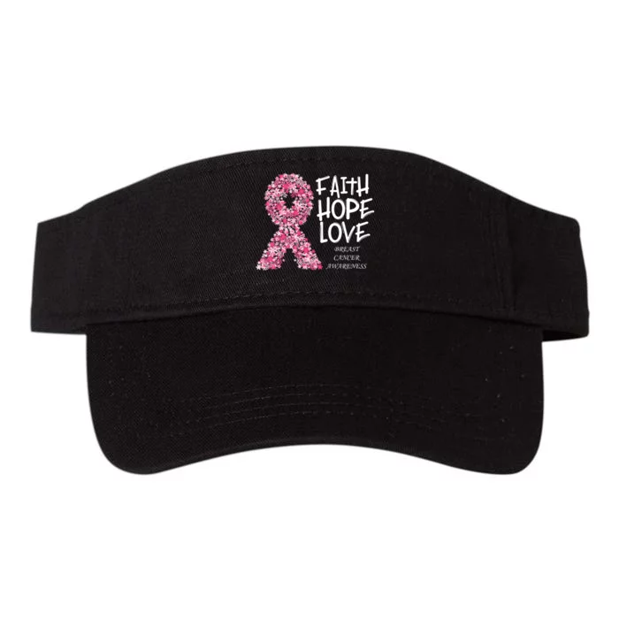 Breast Cancer Awareness Faith Love Hope Pink Ribbon Valucap Bio-Washed Visor