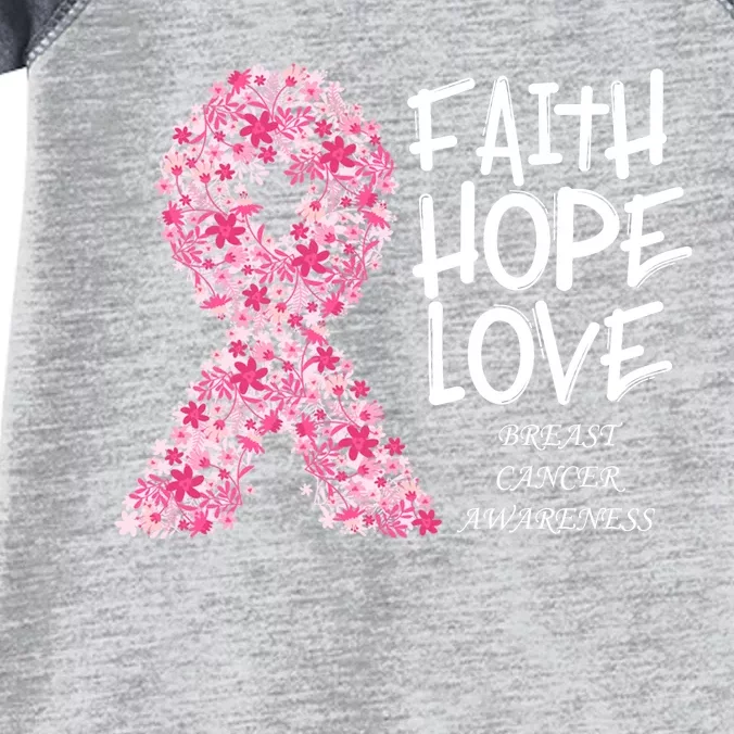 Breast Cancer Awareness Faith Love Hope Pink Ribbon Infant Baby Jersey Bodysuit