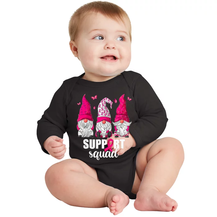 Breast Cancer Awareness For Gnomes Support Squad Baby Long Sleeve Bodysuit