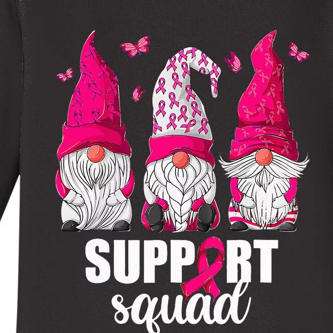 Breast Cancer Awareness For Gnomes Support Squad Baby Long Sleeve Bodysuit