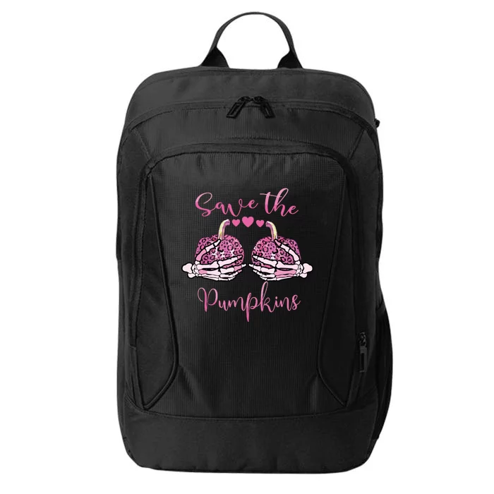 Breast Cancer Awareness Save Your Pumpkins Shirts Halloween City Backpack