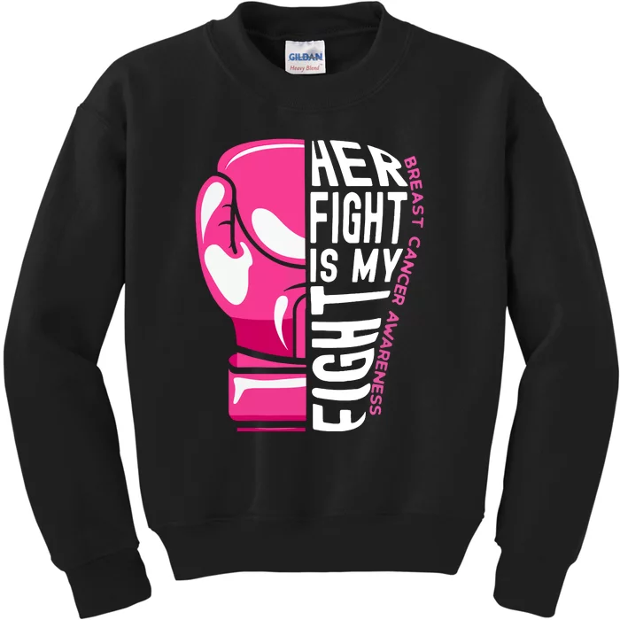 Breast Cancer Awareness Her Fight Is My Fight Boxing Glove Gift Kids Sweatshirt