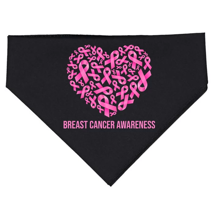 Breast Cancer Awareness Pink Ribbon Heart USA-Made Doggie Bandana