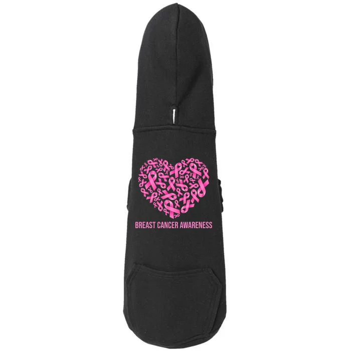 Breast Cancer Awareness Pink Ribbon Heart Doggie 3-End Fleece Hoodie