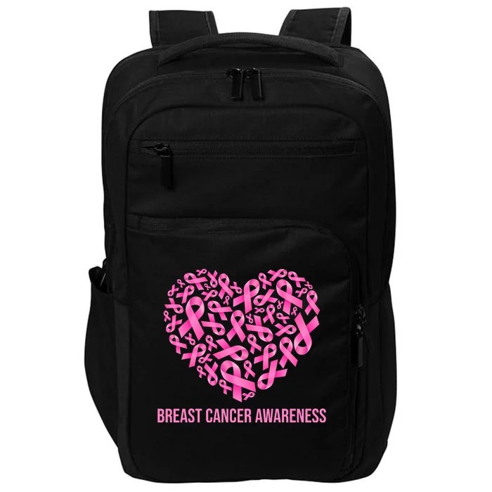 Breast Cancer Awareness Pink Ribbon Heart Impact Tech Backpack