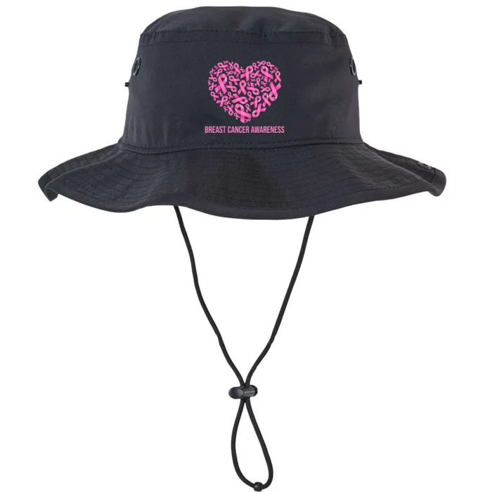 Breast Cancer Awareness Pink Ribbon Heart Legacy Cool Fit Booney Bucket Hat