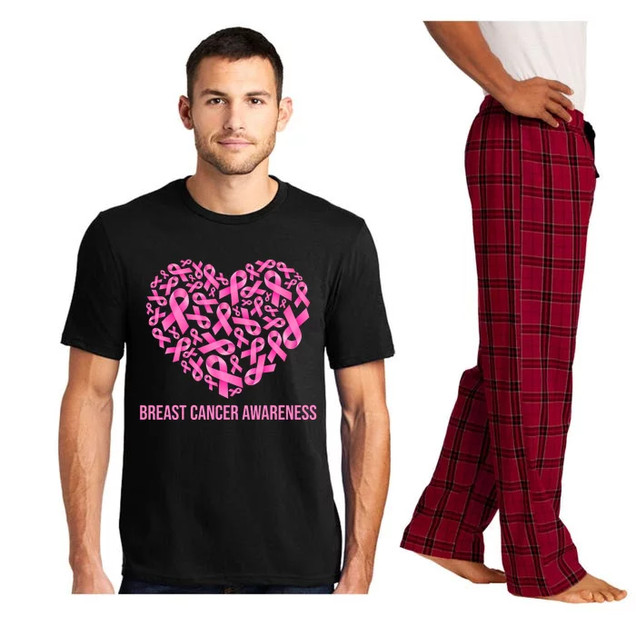 Breast Cancer Awareness Pink Ribbon Heart Pajama Set