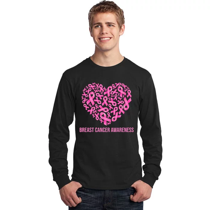 Breast Cancer Awareness Pink Ribbon Heart Tall Long Sleeve T-Shirt