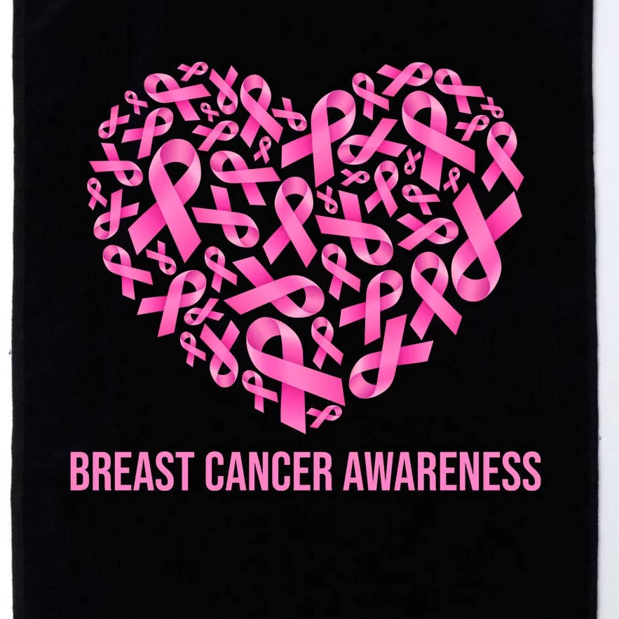 Breast Cancer Awareness Pink Ribbon Heart Platinum Collection Golf Towel