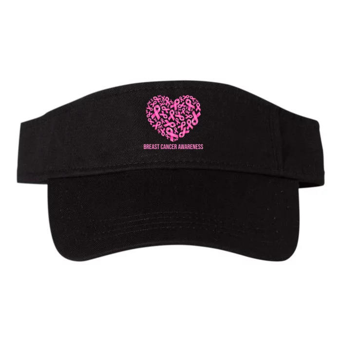 Breast Cancer Awareness Pink Ribbon Heart Valucap Bio-Washed Visor