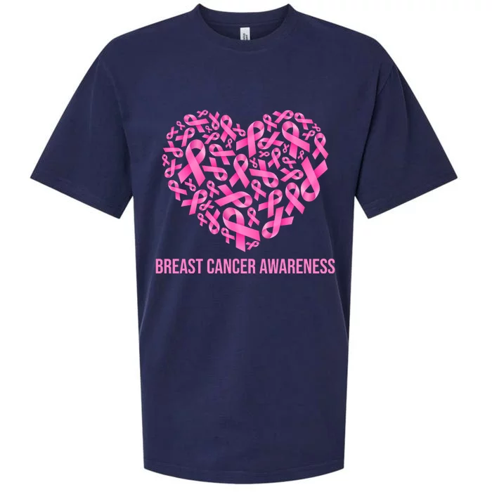 Breast Cancer Awareness Pink Ribbon Heart Sueded Cloud Jersey T-Shirt