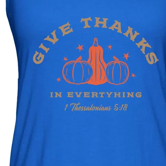 Boho Christian Autumn Give Thanks Pumpkins And Bible Verse Meaningful Gift Ladies Essential Flowy Tank