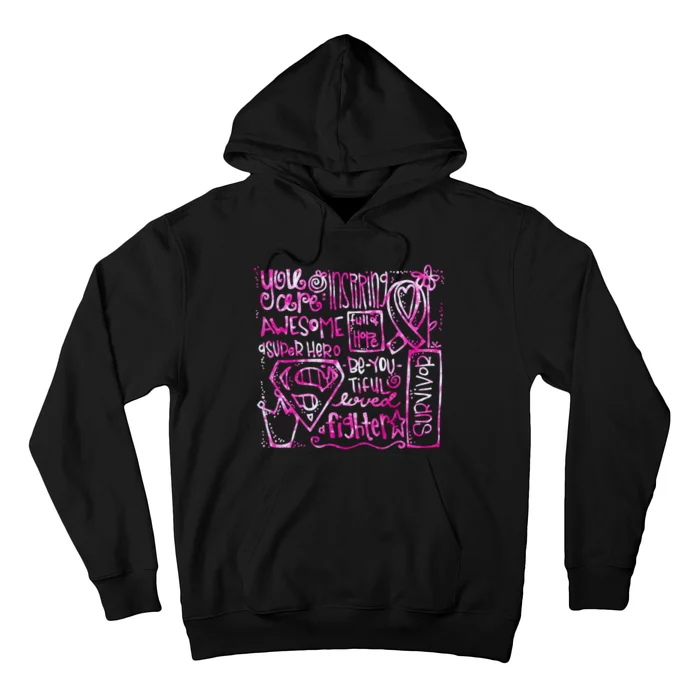 Breast Cancer Awareness Superhero Quotes Hoodie