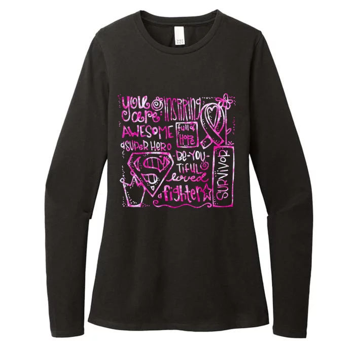 Breast Cancer Awareness Superhero Quotes Womens CVC Long Sleeve Shirt