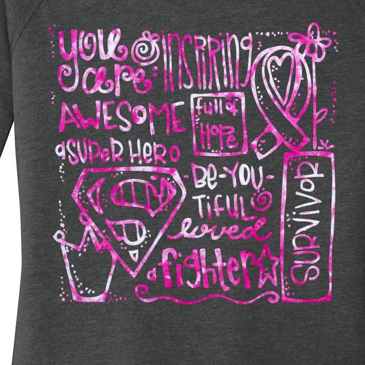 Breast Cancer Awareness Superhero Quotes Women's Perfect Tri Tunic Long Sleeve Shirt