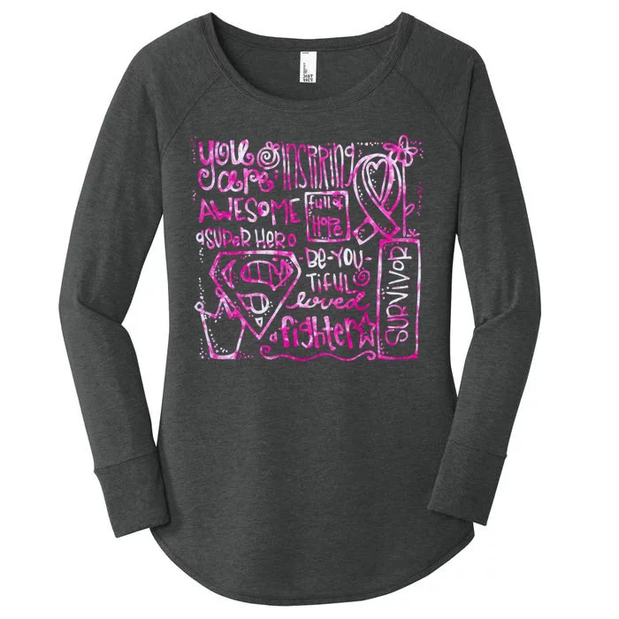 Breast Cancer Awareness Superhero Quotes Women's Perfect Tri Tunic Long Sleeve Shirt