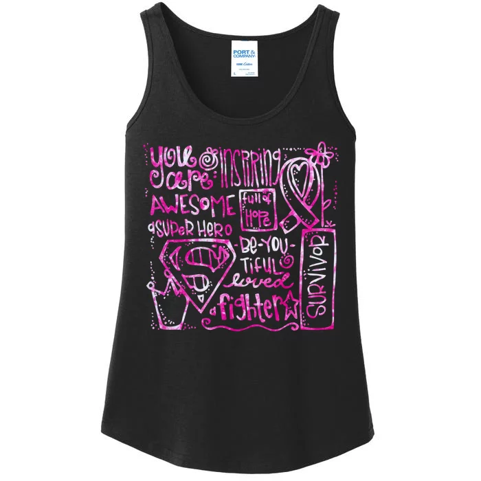 Breast Cancer Awareness Superhero Quotes Ladies Essential Tank