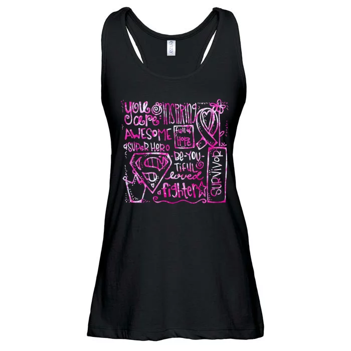 Breast Cancer Awareness Superhero Quotes Ladies Essential Flowy Tank