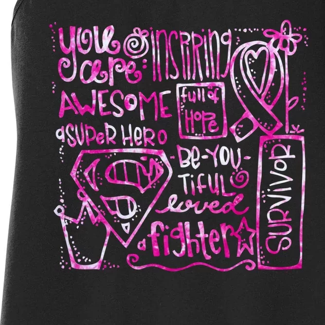 Breast Cancer Awareness Superhero Quotes Women's Racerback Tank