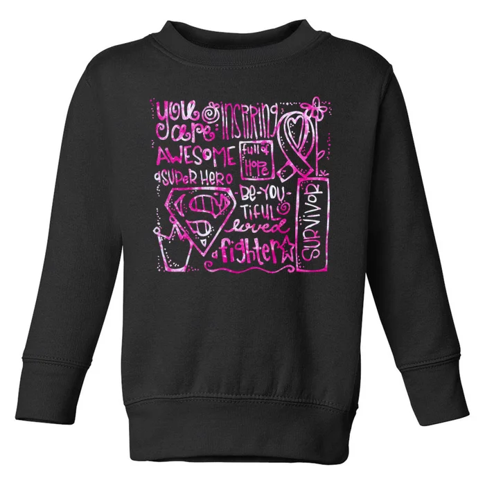 Breast Cancer Awareness Superhero Quotes Toddler Sweatshirt